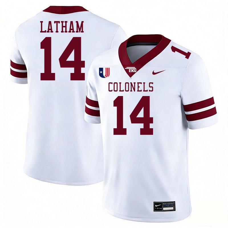 Eastern Kentucky Colonels #14 Brayden Latham College Football Jerseys,Uniforms Stitched-White